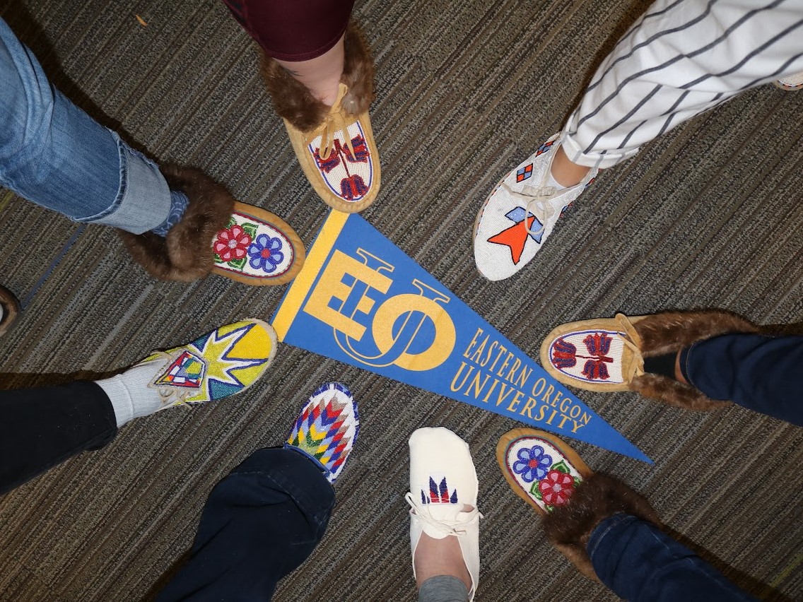 Beaded Moccasins around EOU pennant