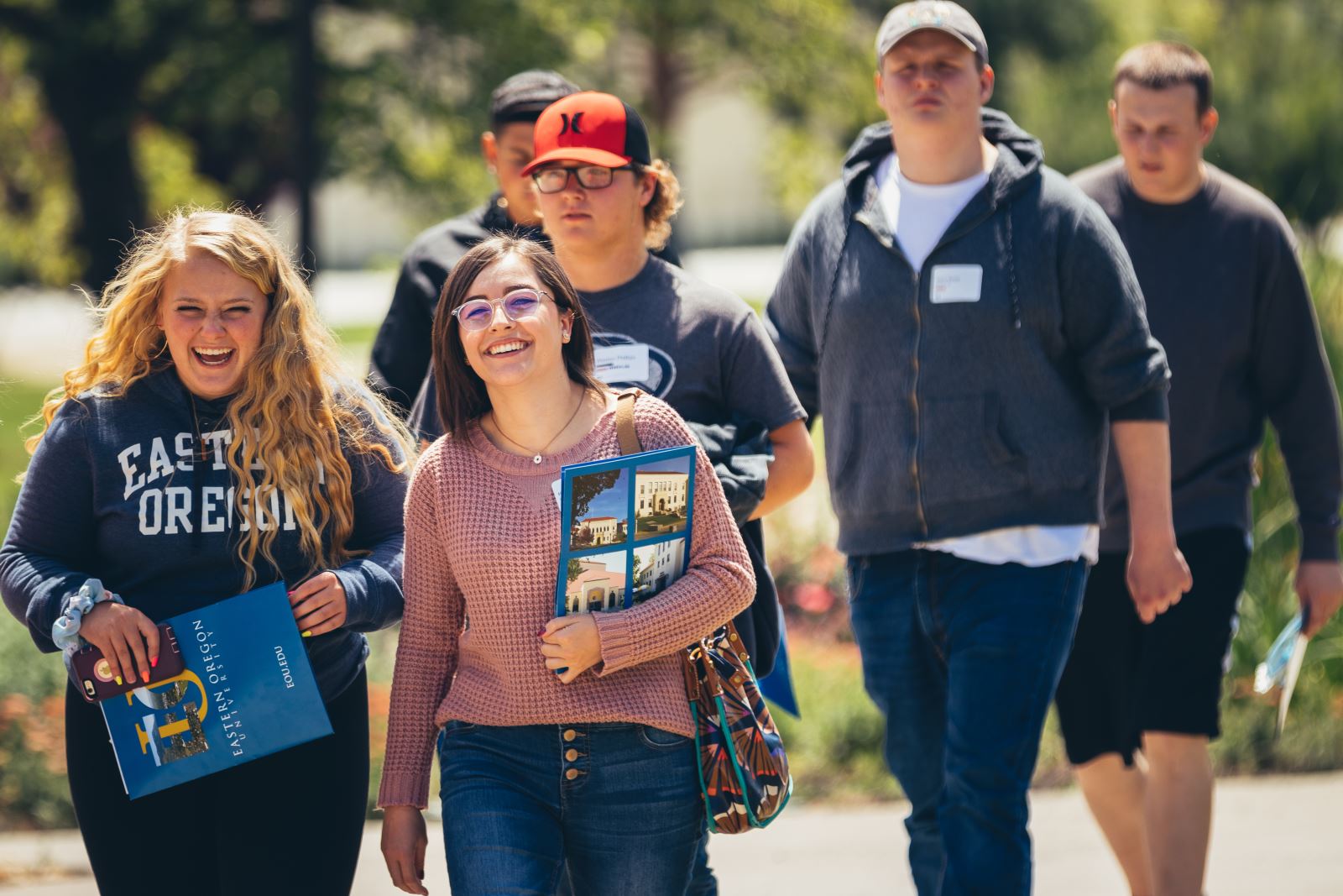 Students on a campus tour at EOU.
